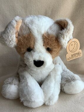 Animal Adventure Plush Puppy Dog 61924 White and Tan Stuffed Animal Toy w Tags